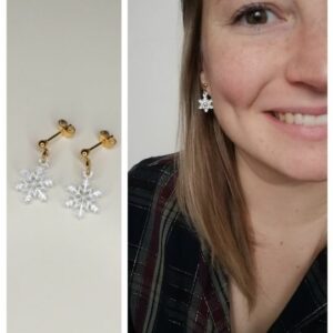 Boucles d'oreilles Flocons simples monture dorée